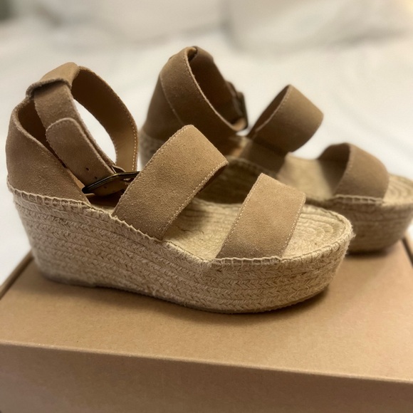 Soludos Palma Suede Espadrille Platform Wedge Sandal in Tan - Picture 4 of 11